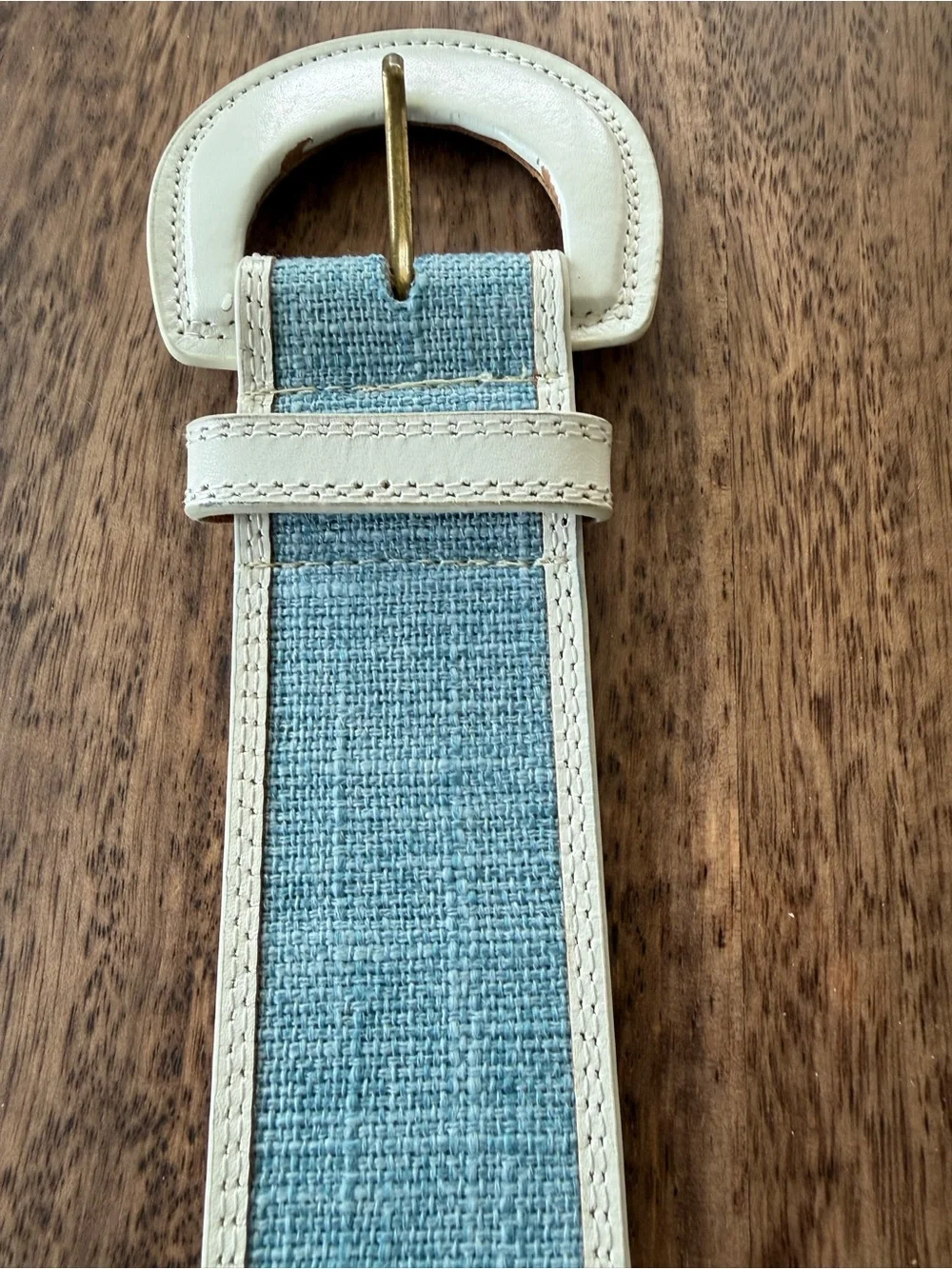Anthropologie Blue & White Color-block Leather Belt